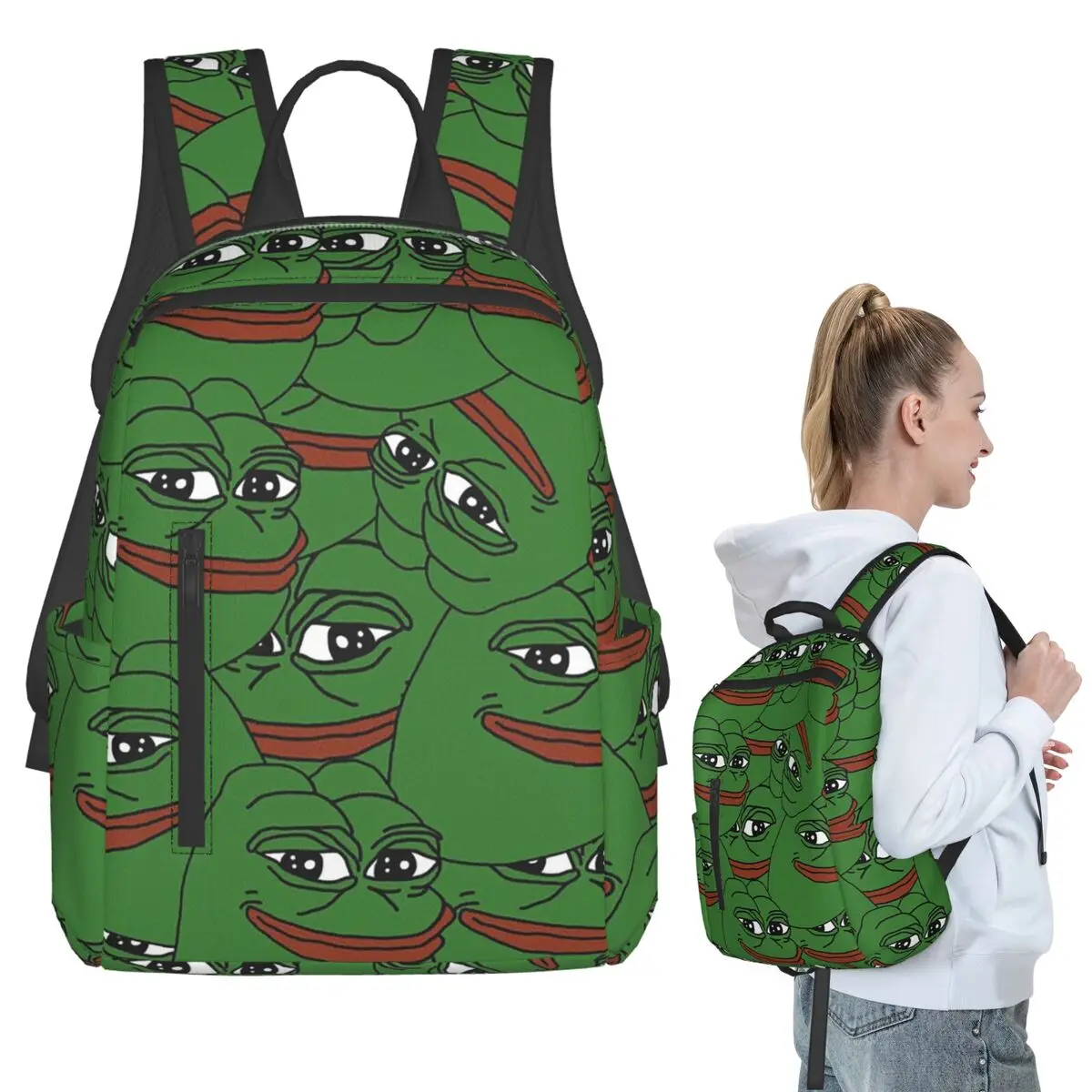 

Pepe The Frog Peepo Emote Backpack Student BookBag Kids School Bag Computer Shoulder Bags Boys Girls