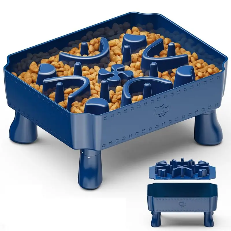 Gen Basic Slow Feeder Dog Bowls,2 In 1 Dog Puzzle Slow Feeder For Large Breed, Maze Elevated Dog Food Bowl Anti-Choking