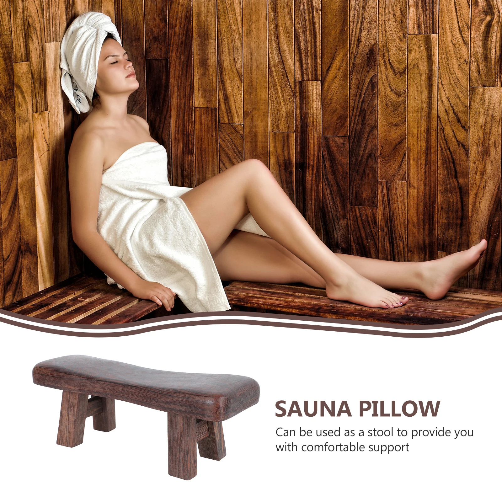 

Sauna Wooden Cervical Lumbar Support Steam Room Wooden Smooth Surface Natural Wood Healthy Spa Gift Family Friends Sauna