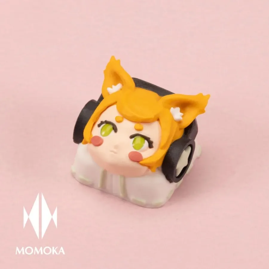 Momoka ตุ๊กตาร็อคเรซิ่น keycaps ที่ทำด้วยมือชุดแป้นพิมพ์เครื่องมืออุปกรณ์อะไหล่ทดแทนการ์ตูนน่ารัก DIY