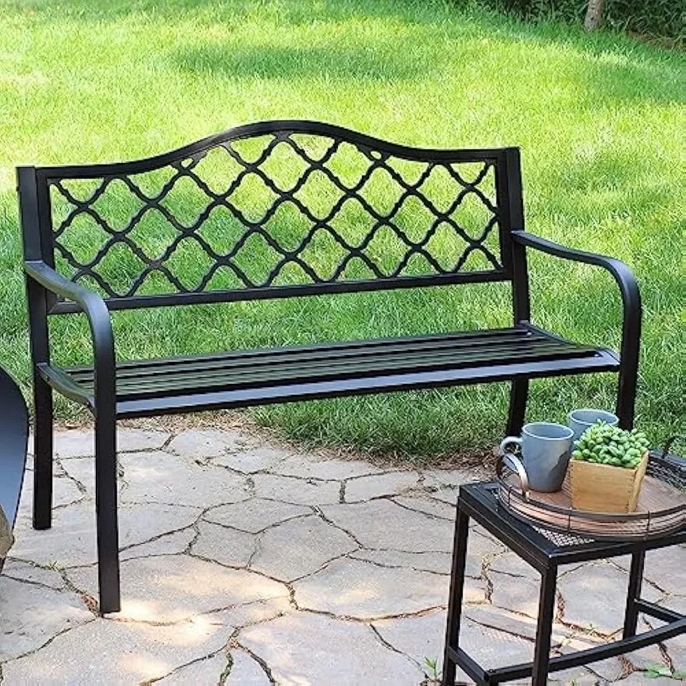 

Patio Benches, This Patio Bench Features A Lattice Design on The Back Panel Which Gives The Feature A Contemporary Look