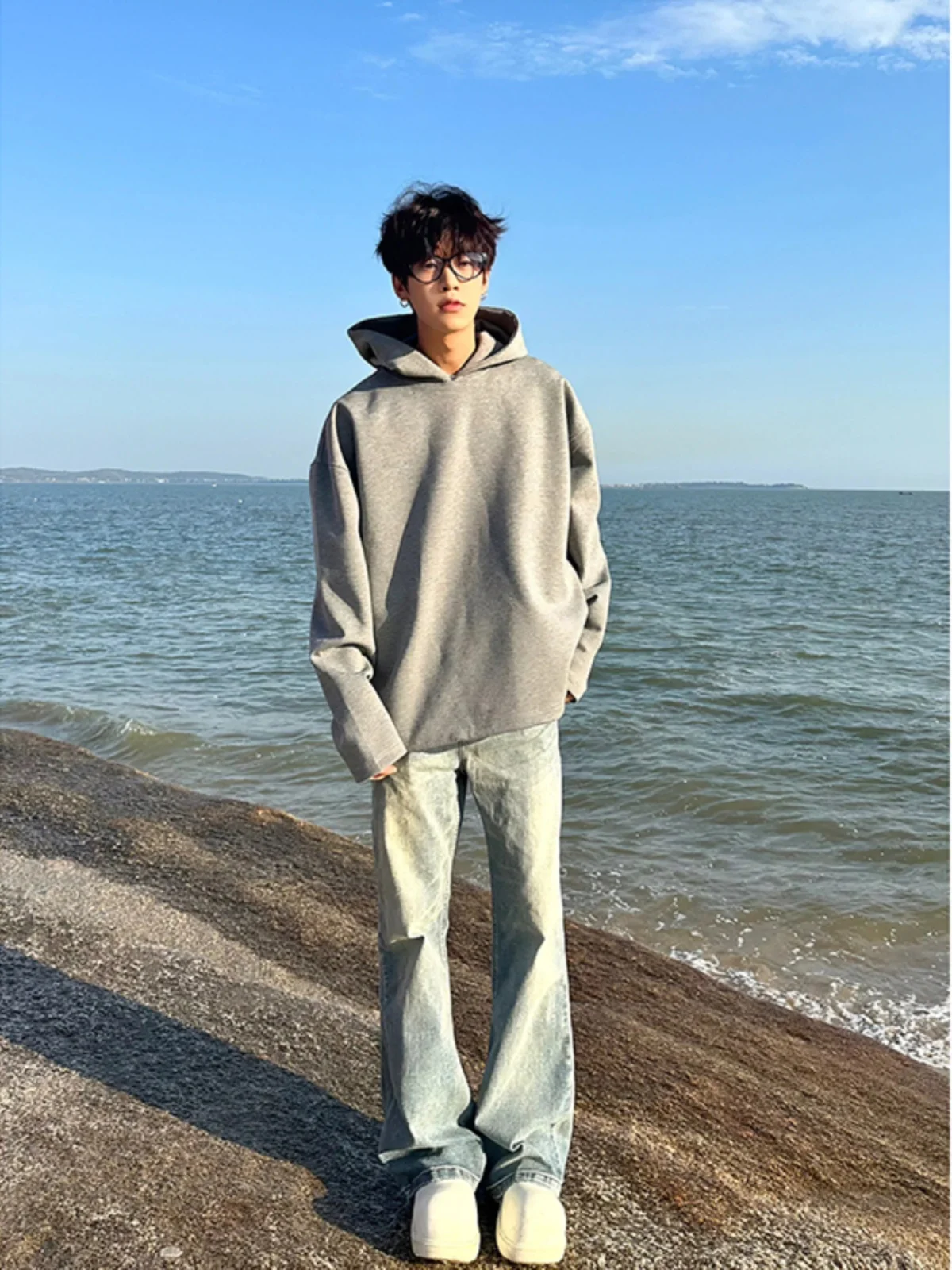 

Retro American Denim Jeans Men's Spring Autumn Sle Trendy Brand OOTD Micro Flared Pants 2024 New Haome Straight Leg Pants