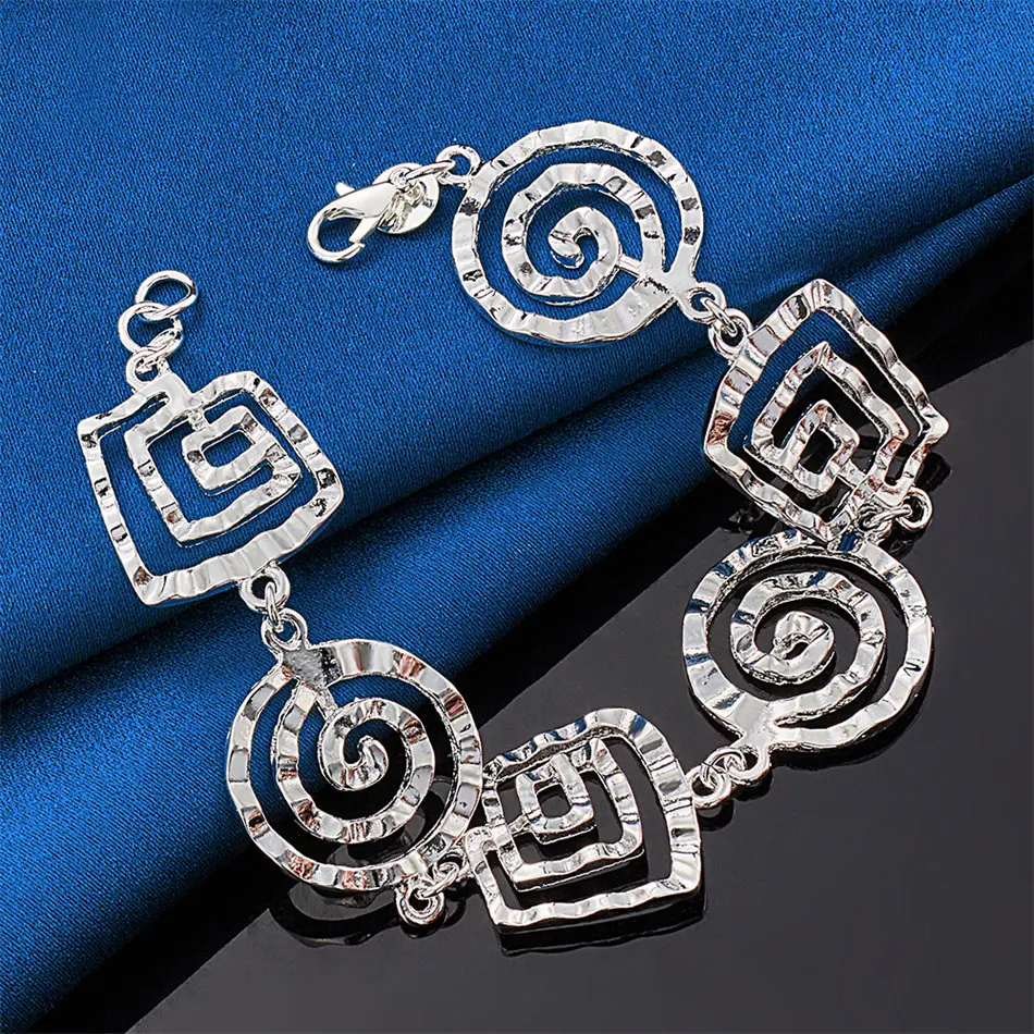 925 sterling silver 8-inch exquisite square circular bracelet, fashionable women's party wedding accessories and accessories