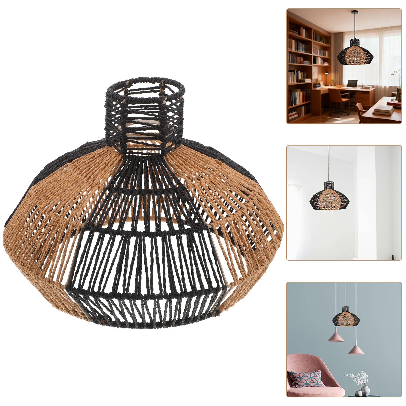 

Handwoven Paper Rope Lampshade Woven Pendant Light Cover For Living Room Bedroom Ceiling Light Shade Replacement Farmhouse