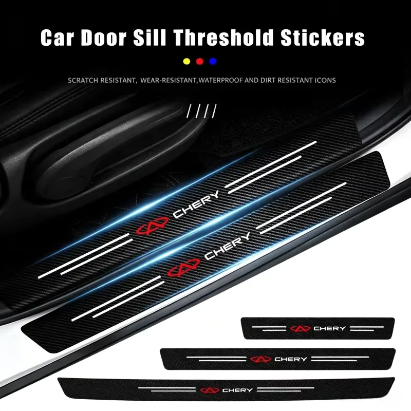 Car Door Threshold Strip Protector Carbon Fiber Pattern Anti-Scuff Entry Guard For Chery Tiggo 5x 7 8 8 Pro 3x Arrizo 5 Arrizo 8
