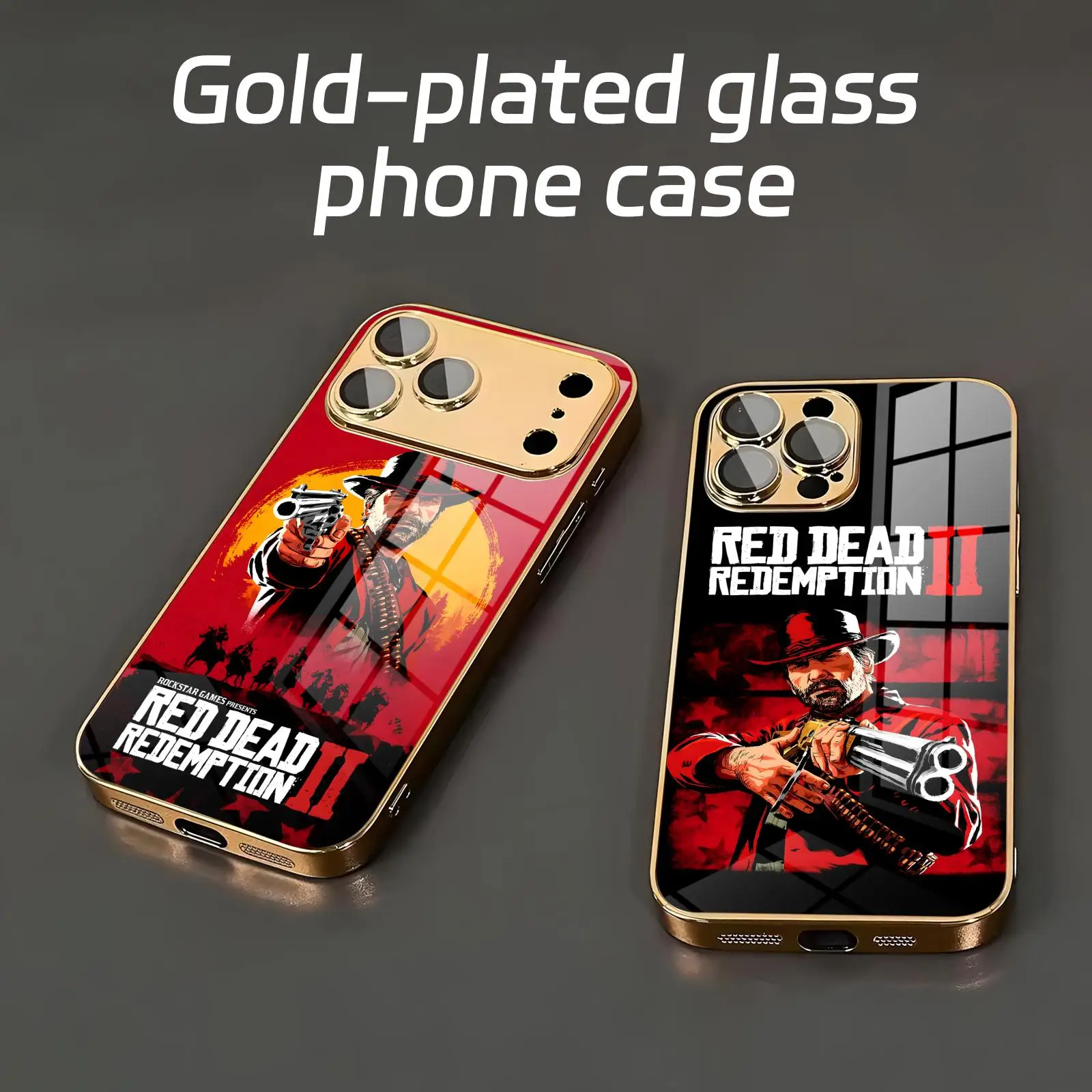 Coque de téléphone HOT GAME Red Dead Redemption pour iPhone 17 16 16e 15 14 13 12 Plus Mini Pro Max en verre électroplaqué