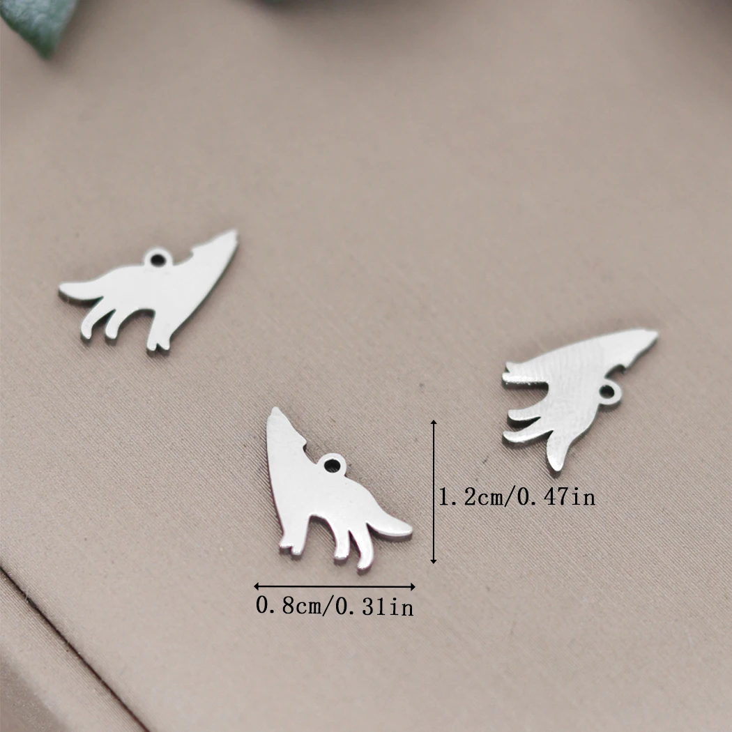 3pcs Stainless Steel Howling Wolf Pendant Animals Charms For Jewelry Making Diy Women Necklace Bracelet Tiny Charm Accessory