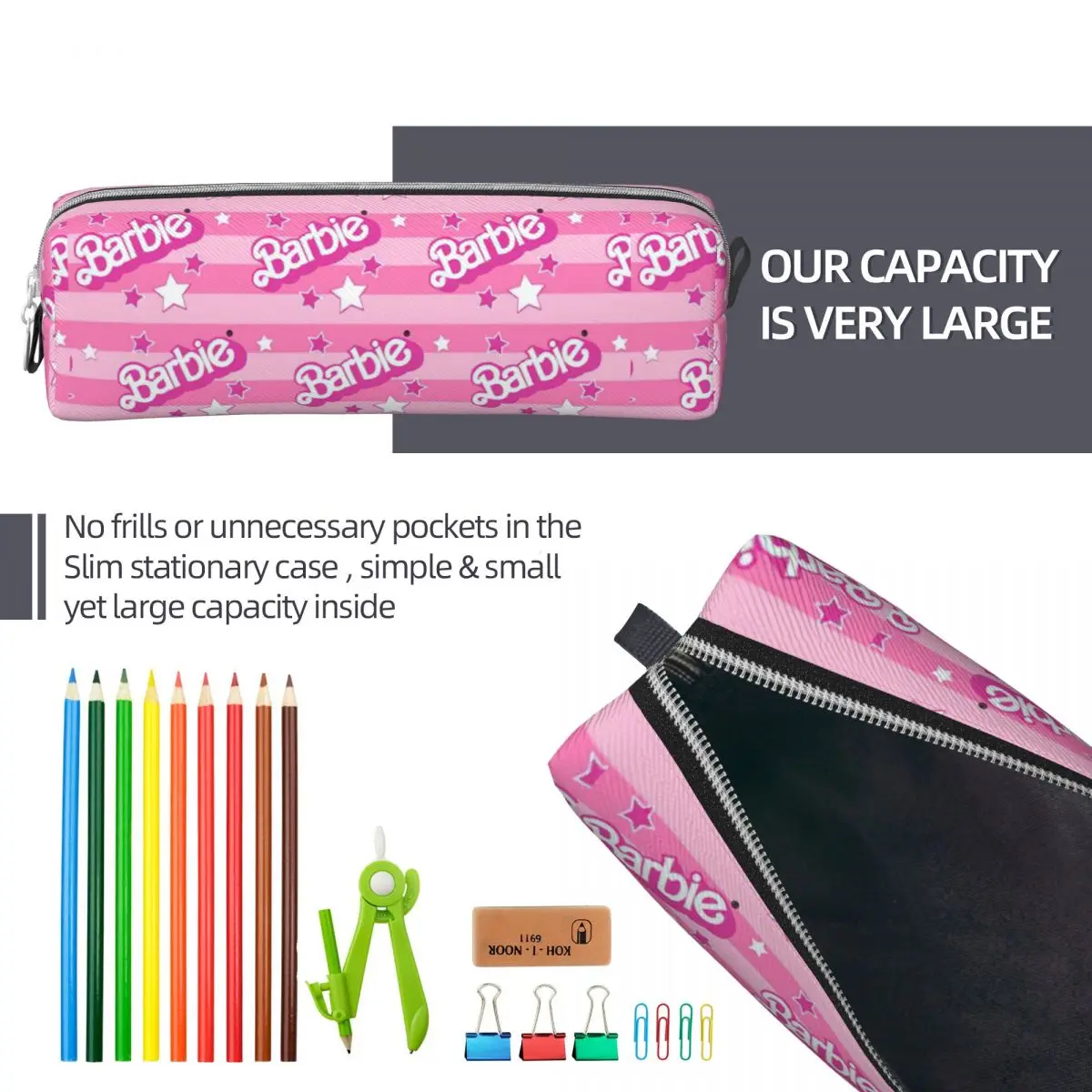 Astucci rosa adorabili simpatici portapenne Barbi borse per bambini pencilcase cosmetiche per ufficio di grande capacità