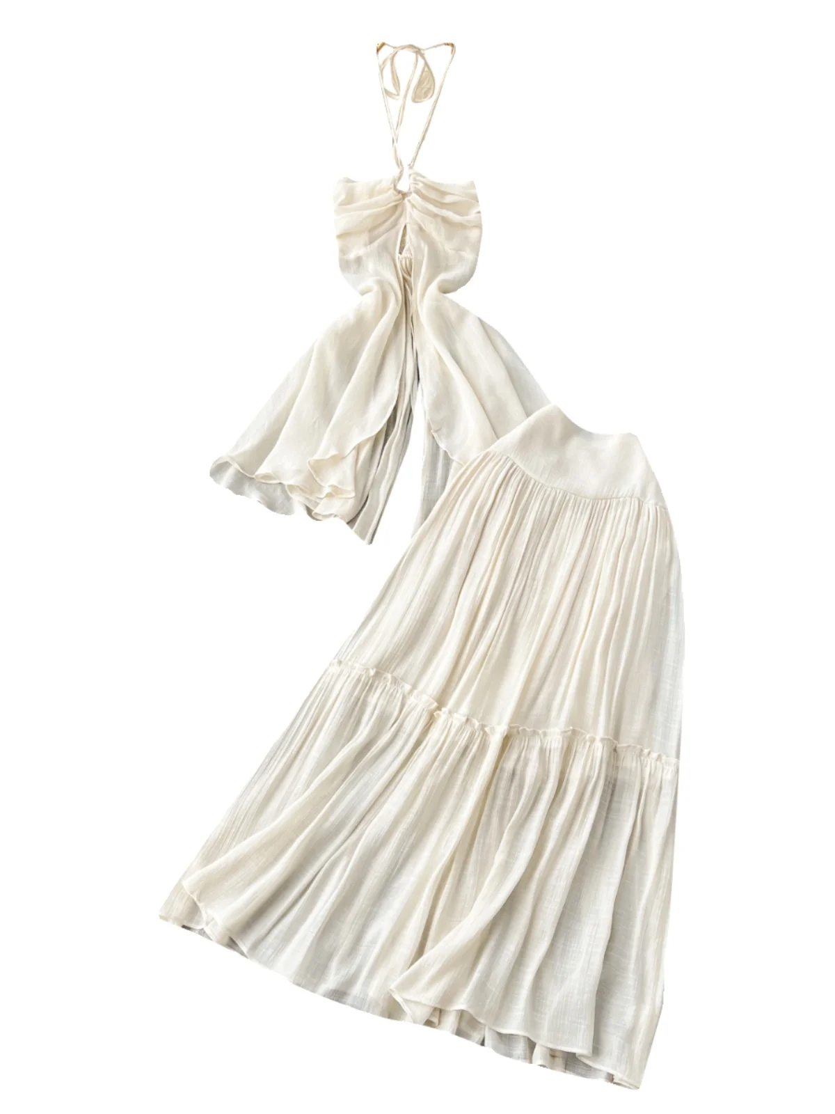 Seksowny komplet Vaion: top na ramiączkach i spódnica z wysokim stanem, uniwersalny dwuczęściowy zestaw dla młodych kobiet w wieku 8-25 lat.