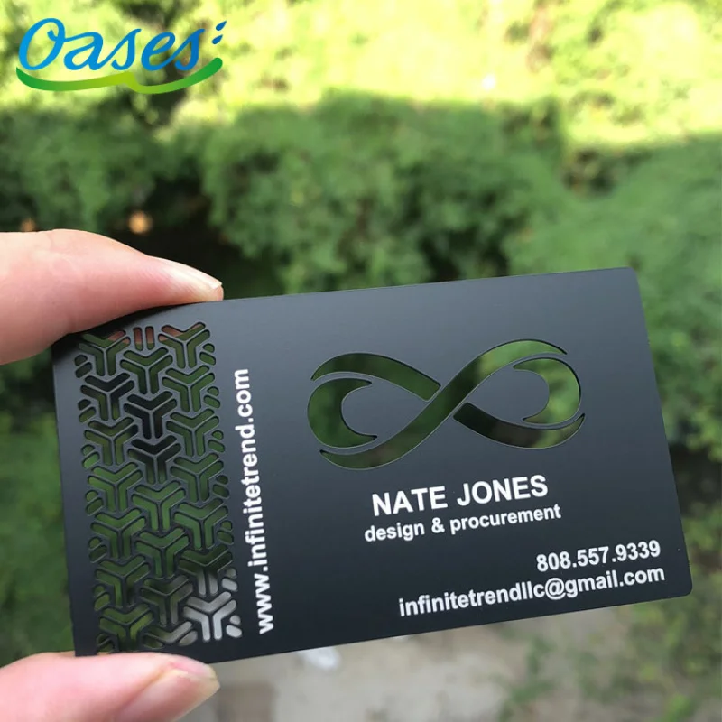 10 0piece.Custom.Luxury Personalized Matte Black Metal Business Cards With Laser Engraving