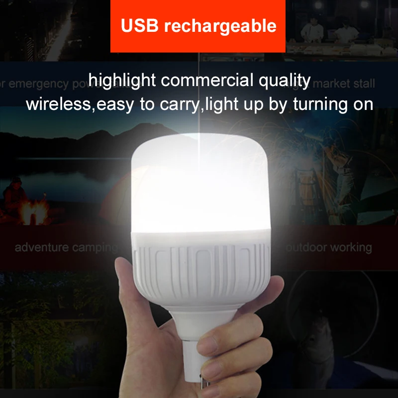 High Power 650w Emergency Lamp Bulb 5VDC USB Rechargeable Lantern Outdoor Portable Tent Lighting 135mm for Camping,Night Market