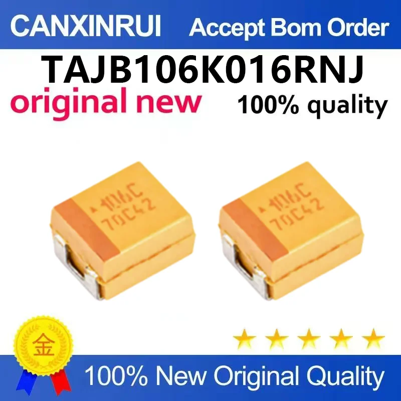 （5pcs-100pcs）Original genuine surface mount tantalum capacitor 3528B 16V 10UF ± 10% TAJB106K016RNJ 1210