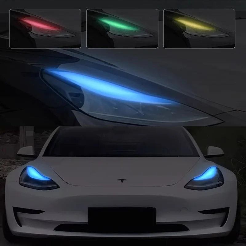 

For Tesla Model 3/Y Headlight Color Changing Film Daytime Running Light Change Decorative Car Stickers Modification Sticker