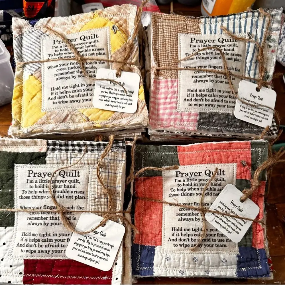 Creative Individually Colorful Pocket Prayer Quilt with Cross Inside Prayer Gifts Symbolism Poems Quilts Christmas Gifts