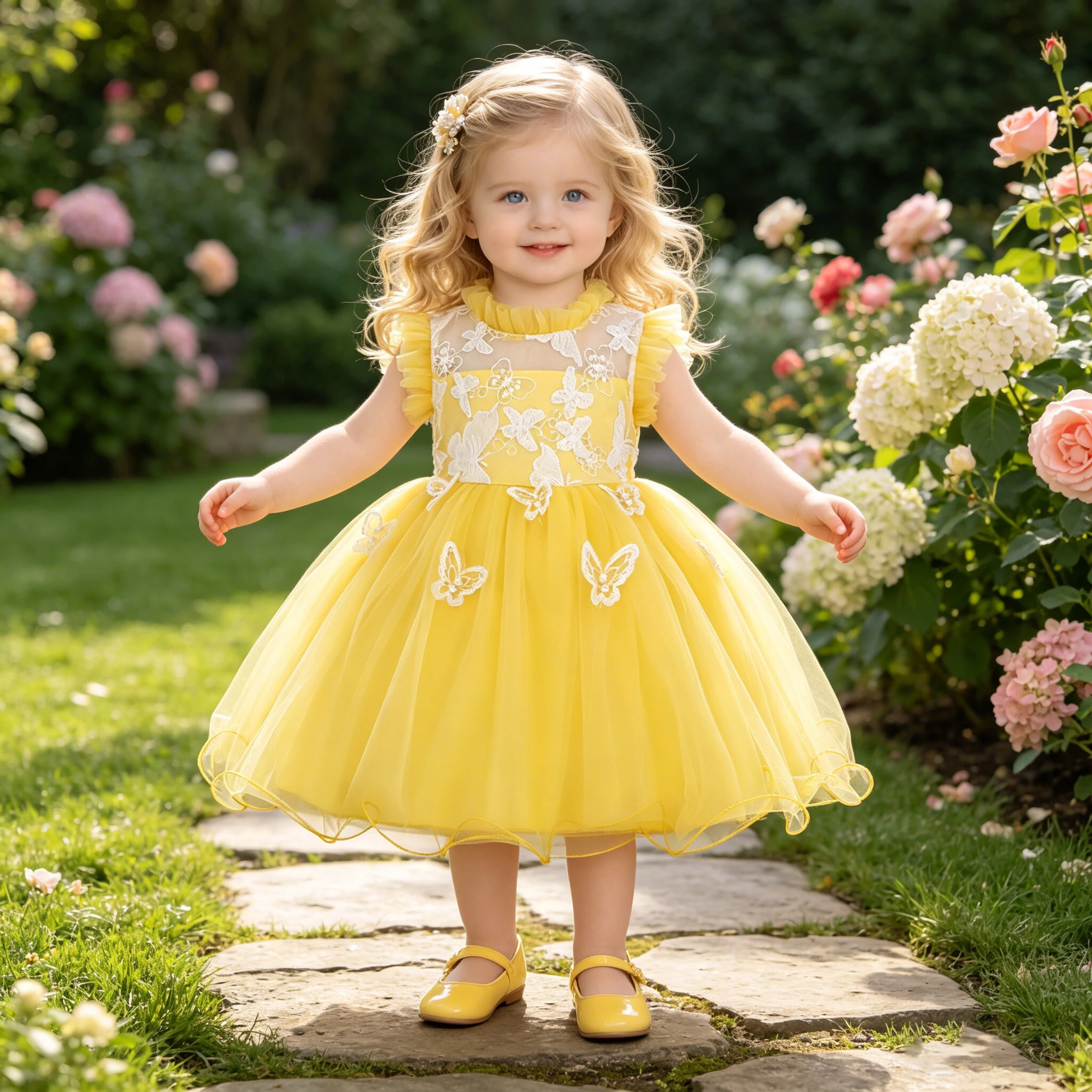 Kleinkind Schmetterling Prinzessin Baby Mädchen Kleid Elegantes Tüll-Kleid für 1. Geburtstag Partykleid Neugeborenen Taufkleid Brautjungfernkleid Abendkleid