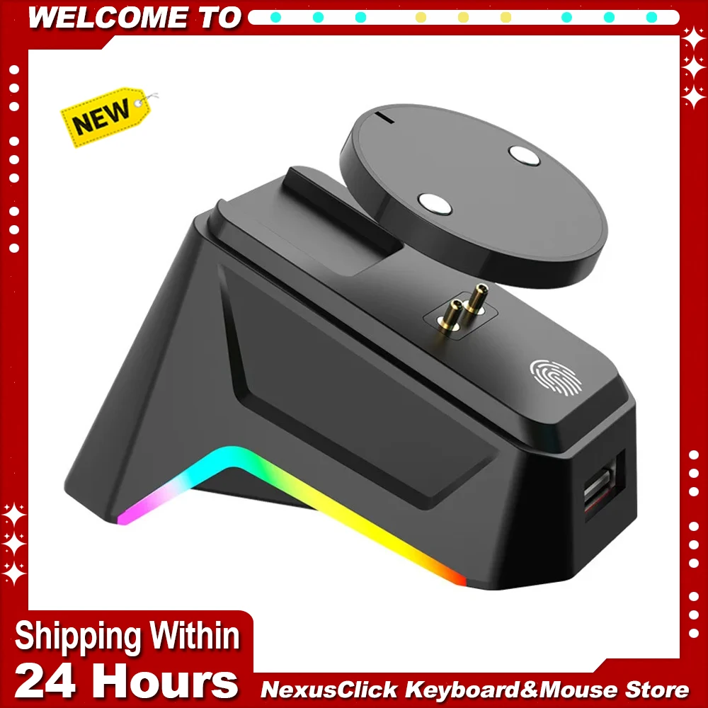 

Wireless Mouse Magnetic Charging Base with Breathing Light Effect For Razer For Logitech GPW4 Second Generation Universal