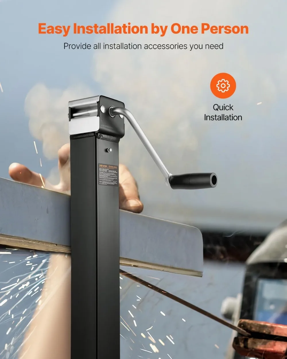 مقبس مقطورة ملحوم شديد التحمل بوزن 8000 رطل، رافعة 15-1/4 بوصة، ساق متدلية قابلة للتعديل للمركبات الترفيهية والمقطورات المساعدة