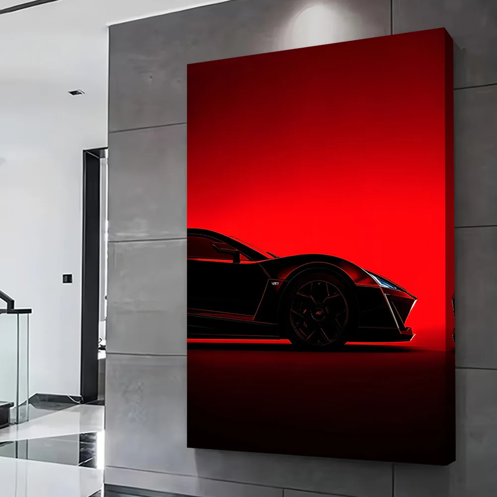 Black Sports Car Silhouette Printing Poster Customizable Pictures Wall Art Canvas Painting for Room Ornaments Bathroom Decor