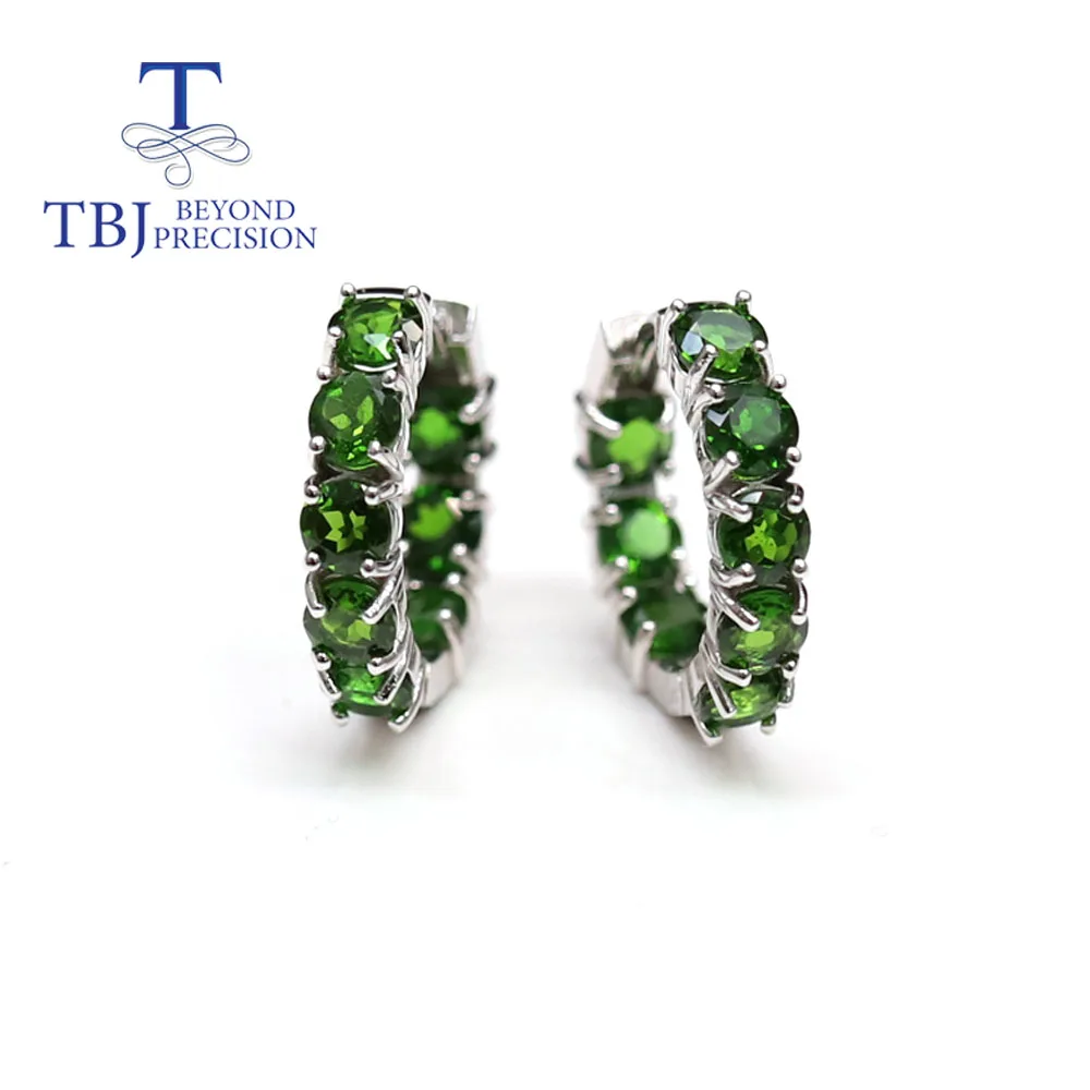 

Natural diopside round 4.0mm gemstone earrings fashion design Women fine jewelry 925 sterling silver