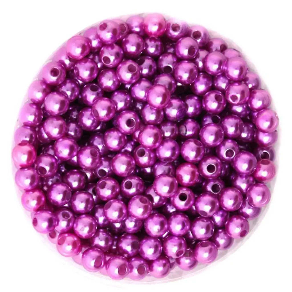 500 Buah Manik-manik Pengatur Jarak Mutiara Imitasi Plastik Bulat 6Mm Kerajinan DIY