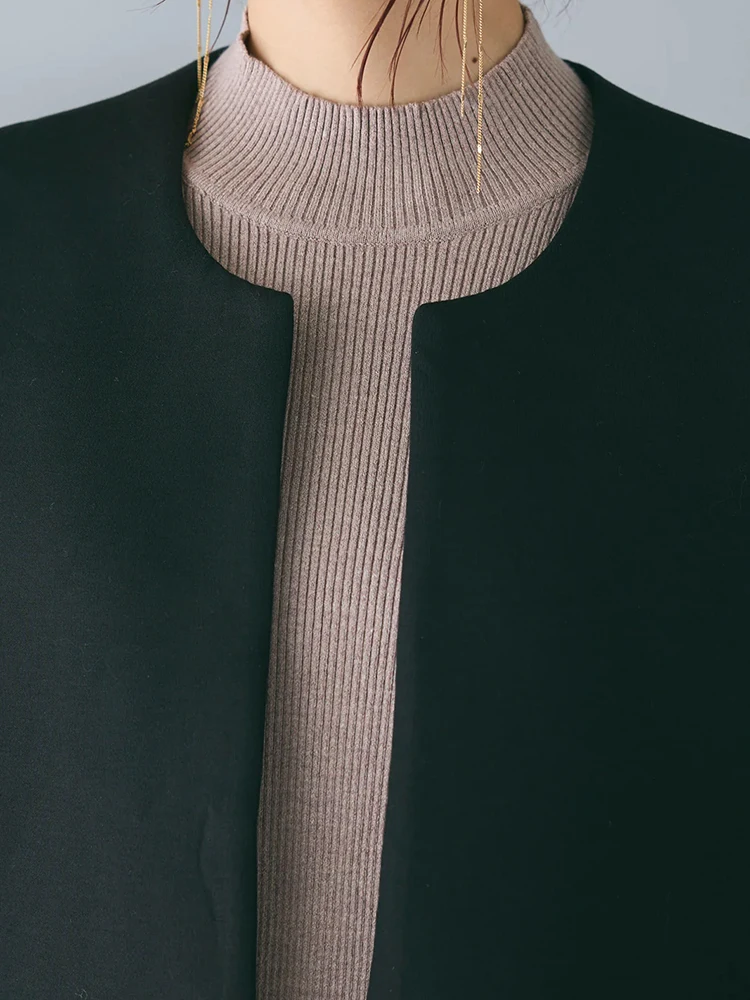 Heavy Industry Beaded Pocket Trench Coat Women 2024 New Autumn Winter Sleeveless Long Waistcot Female Casual Elegant Overcoat