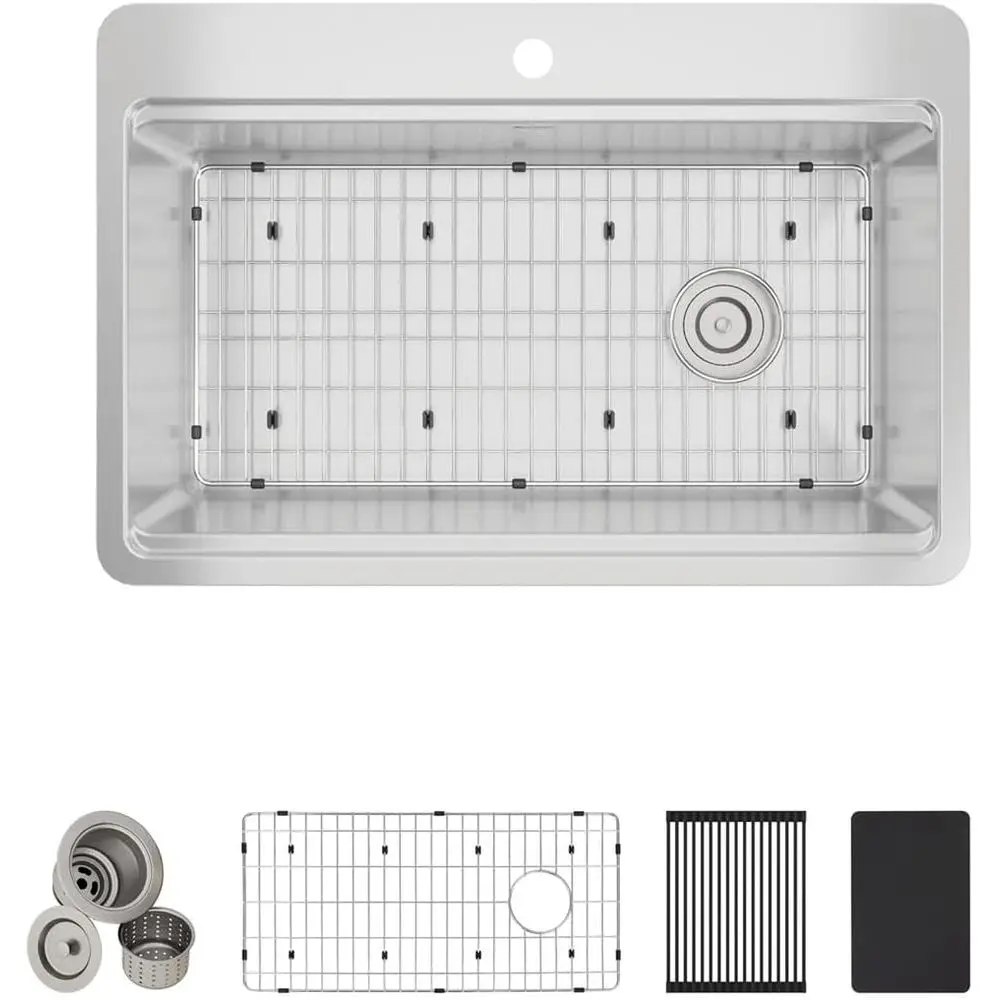 

ECTSR33229T1WS town Workstation StainlSteel 33" x 22" x 9" 1-Hole Single Bowl Dual Mount Sink