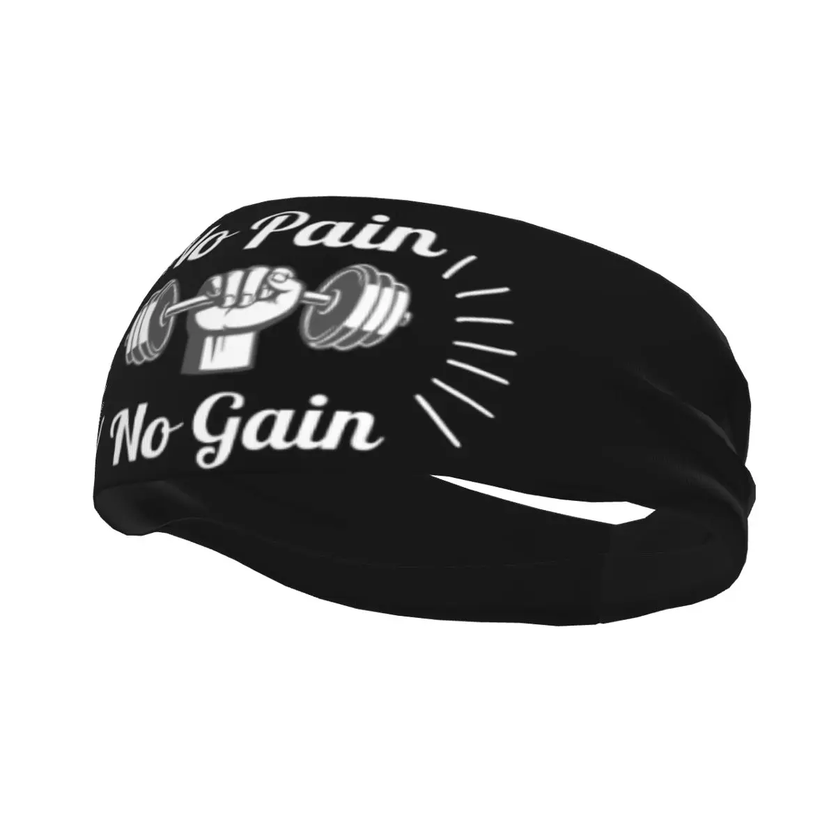 Custom No Pain No Gain Gym Motivational Quote Sports Sweatband for Training Bodybuilding Workout Quick Drying Headband Men Women