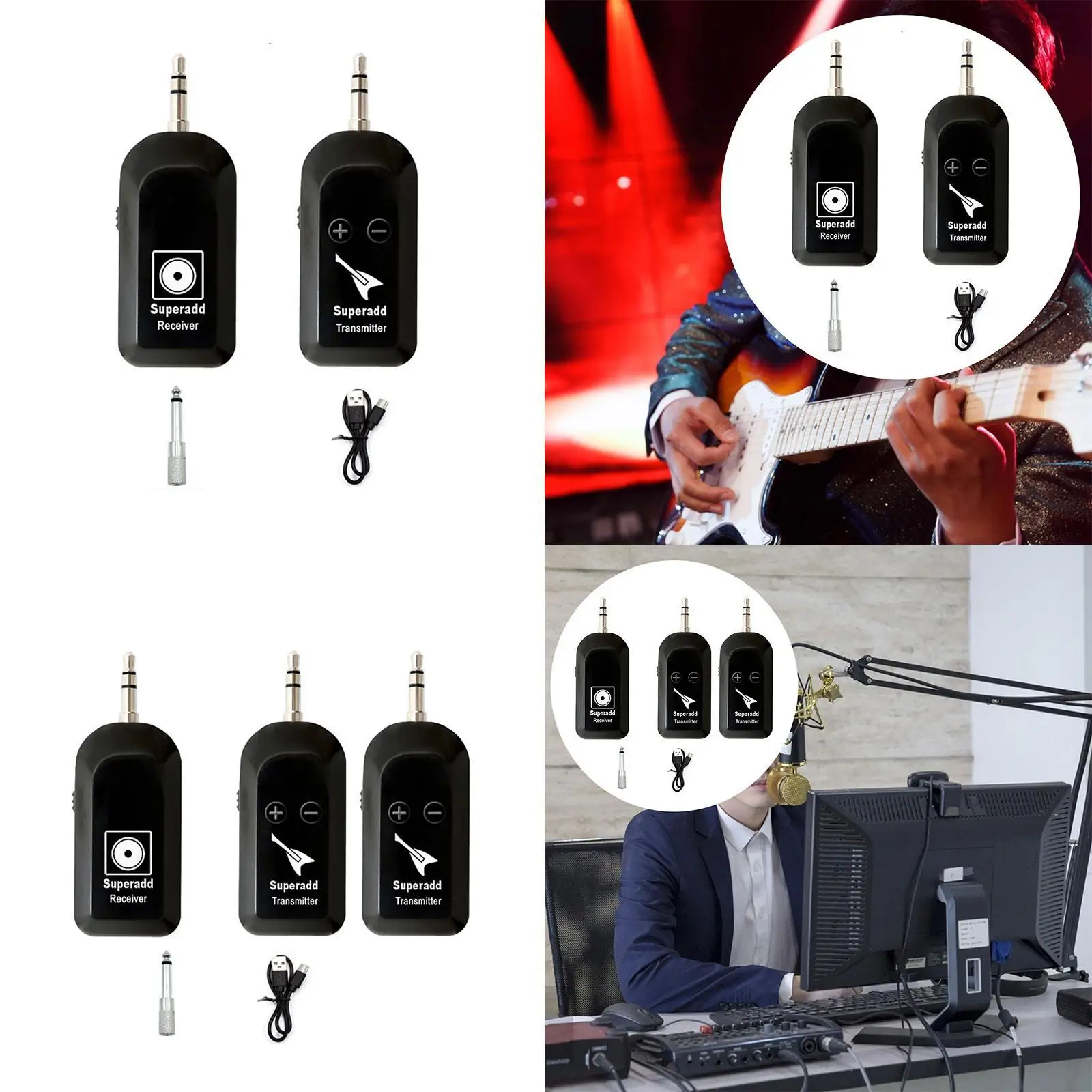 

Wireless Guitar Transmitter Receiver Adjustable Clip Audio Transmitter and Receiver for Effect Pedal Electronic Drum Audop Mixer