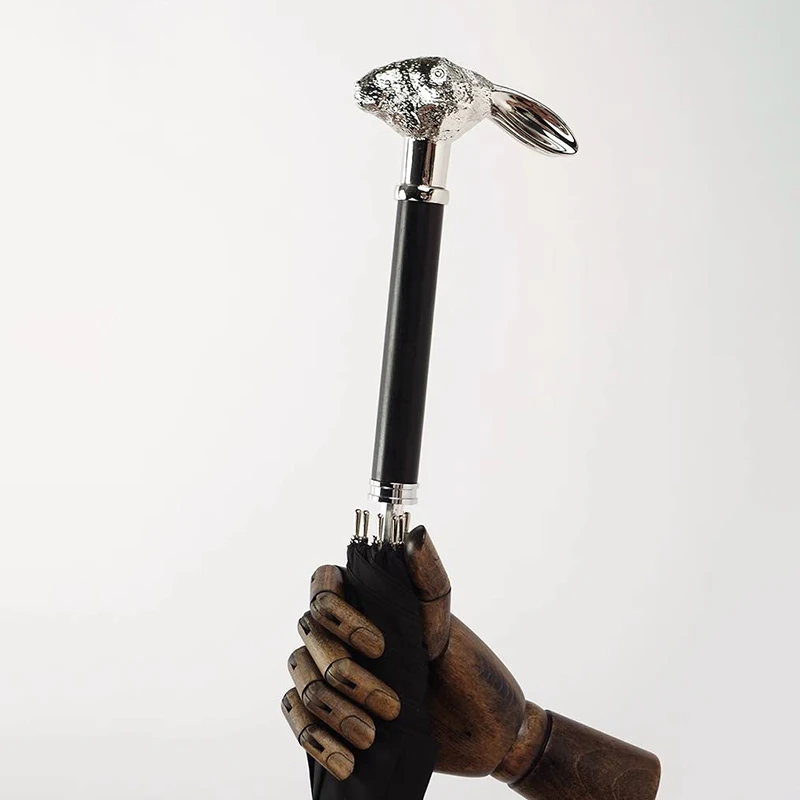 Luxury Retro Long Umbrella Creative Rabbit Head Sunny Umbrellas Men Retro Car Business Windproof Parasol UV Protection Nice Gift