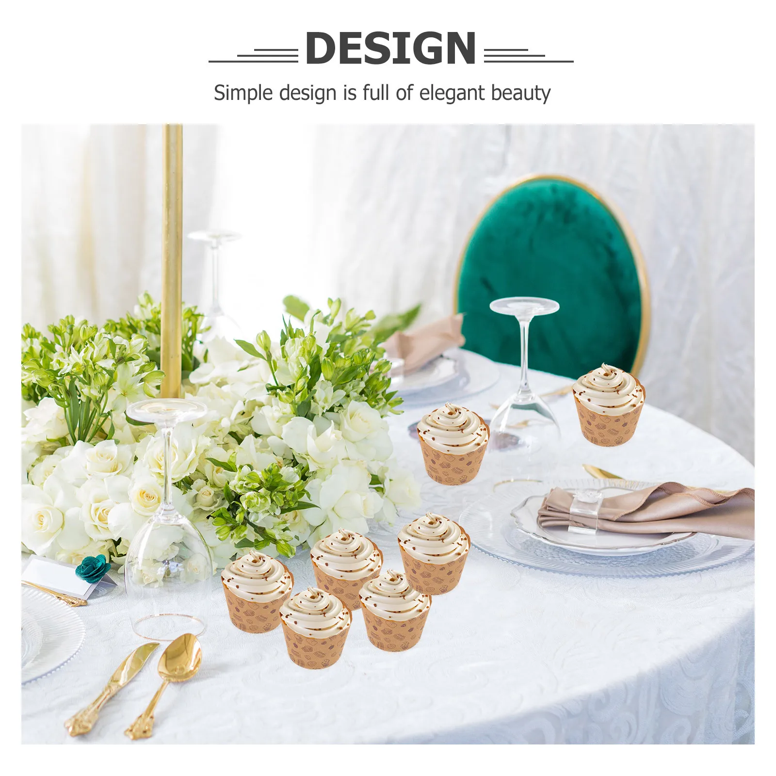 

50Pcs Cupcake Liners Paper Baking Cups Decorative Muffin Liners for Dessert Shop Bakery Elegant Design Paper Cupcake Liner