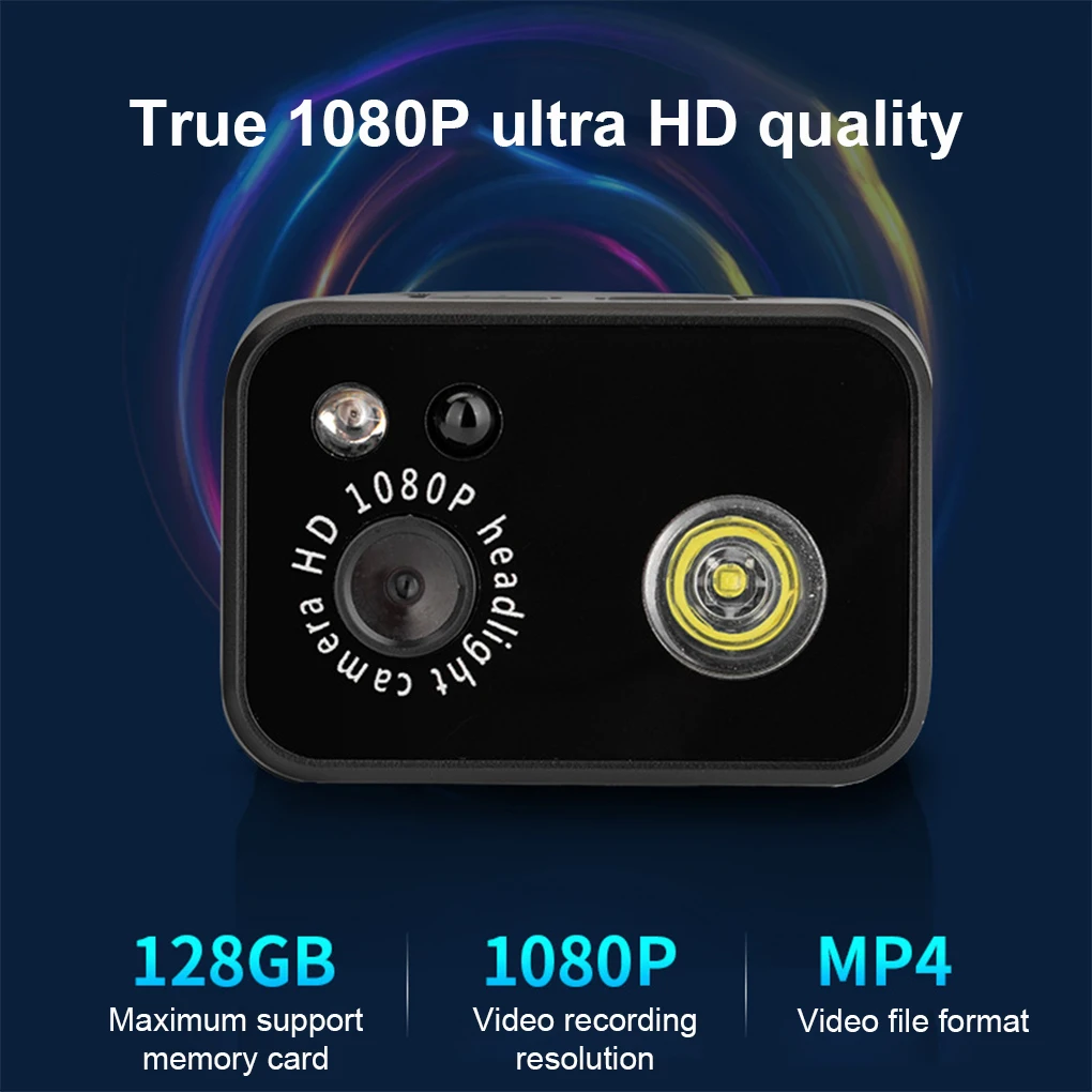 كاميرا برأس عالية الدقة بدقة 2 ميجابكسل بدون استخدام اليدين، مصباح LED منشط، مسجل POV للمغامرات الليلية الرياضية الخارجية
