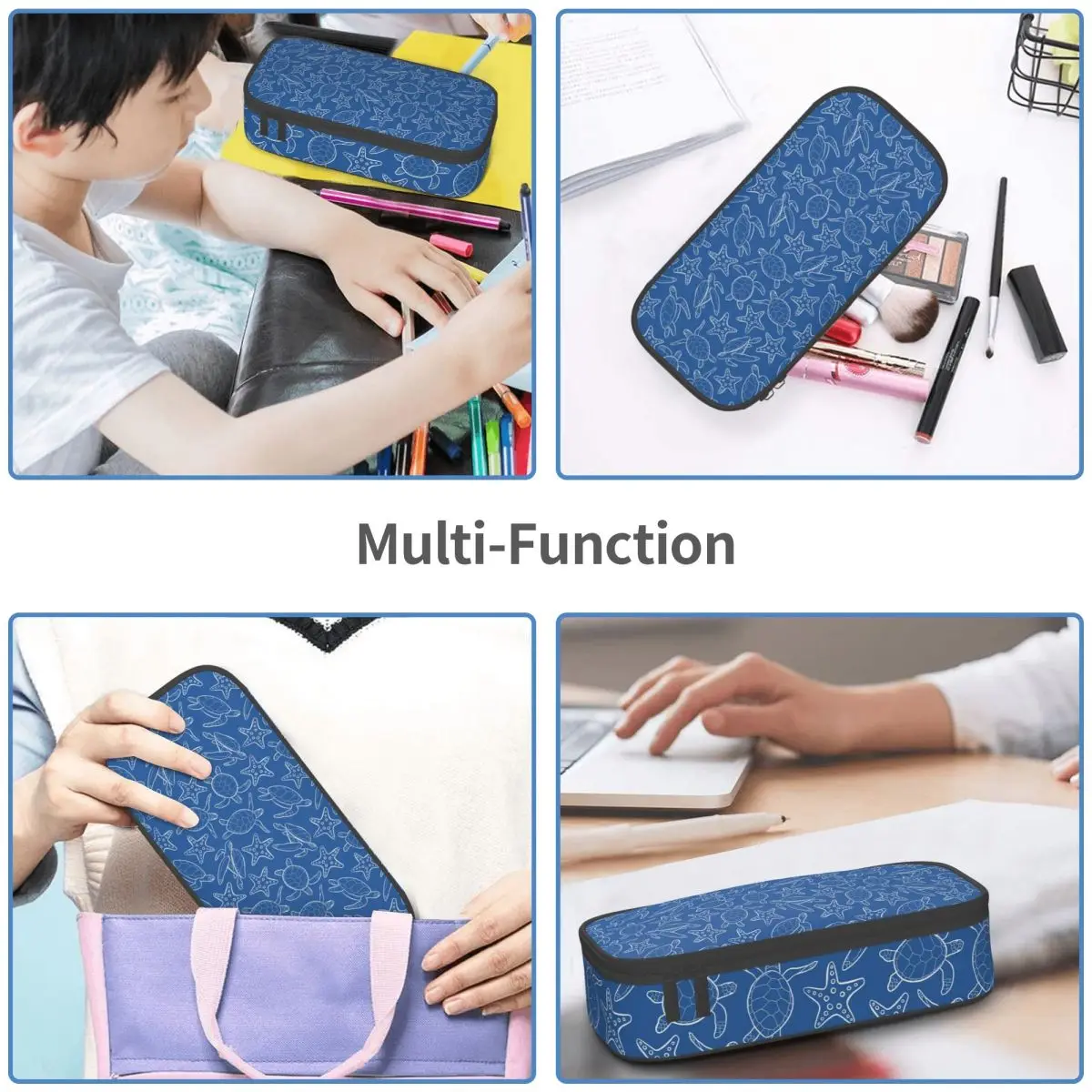 Sea Creatures Sea Turtle Shell Starfish Pencil Cases Pencil Pouch Stationery Supplies Large Capacity Pen Box Pencil Bag for Kids