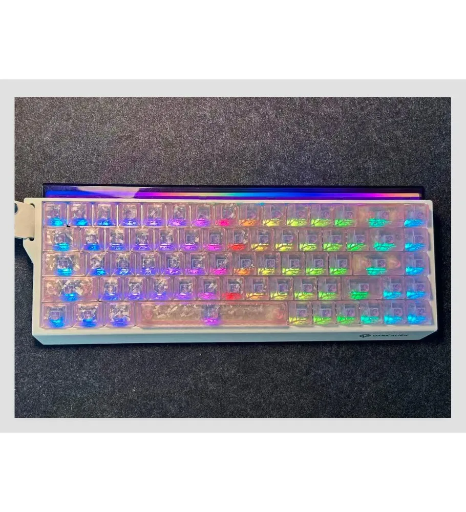 Pink transparent carbon fiber wooting personalized keycaps custom side engraved from ace68 keys 87 keys 108 keys