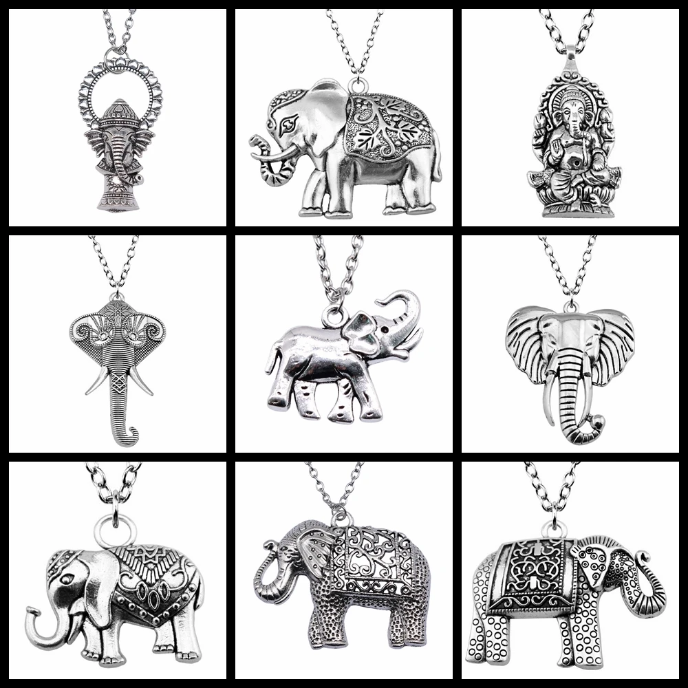 Big Elephant Pendant Necklace For Women Men Punk Hiphop Long Chain Necklace Creative Gift Party Jewelry Accessories