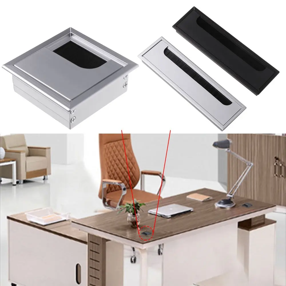 Rectangle Tidy Organizer Cable Clamp Buckle Line Computer Grommet Desk Table Cable Fastener Wire Hole Cover Line Box