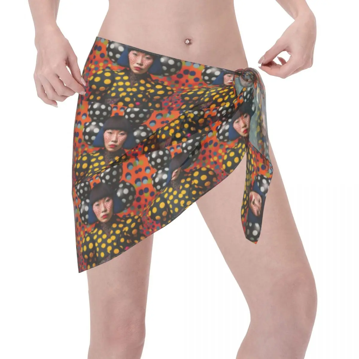 Sarongs courtes personnalisées Yayoi Kusama, Art abstrait, Cover-up pour maillot de bain, imprimé à pois, enveloppe de Bikini, paréo transparent, enveloppe de plage