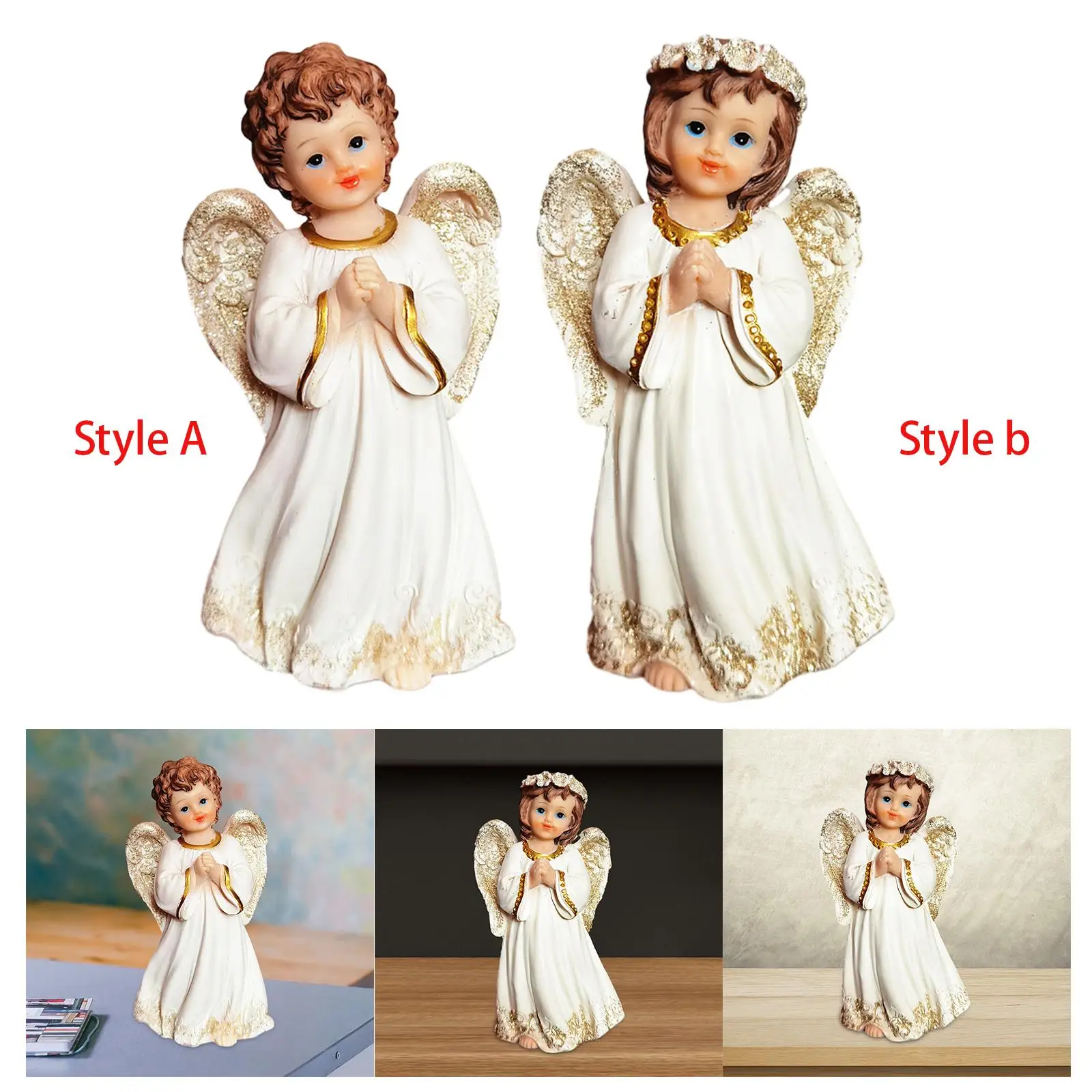 Angel Statue Memorial Cherub Sculpture Resin Angel Figurine Angel Statue for Bookcase Bedroom Home Patio Decoration