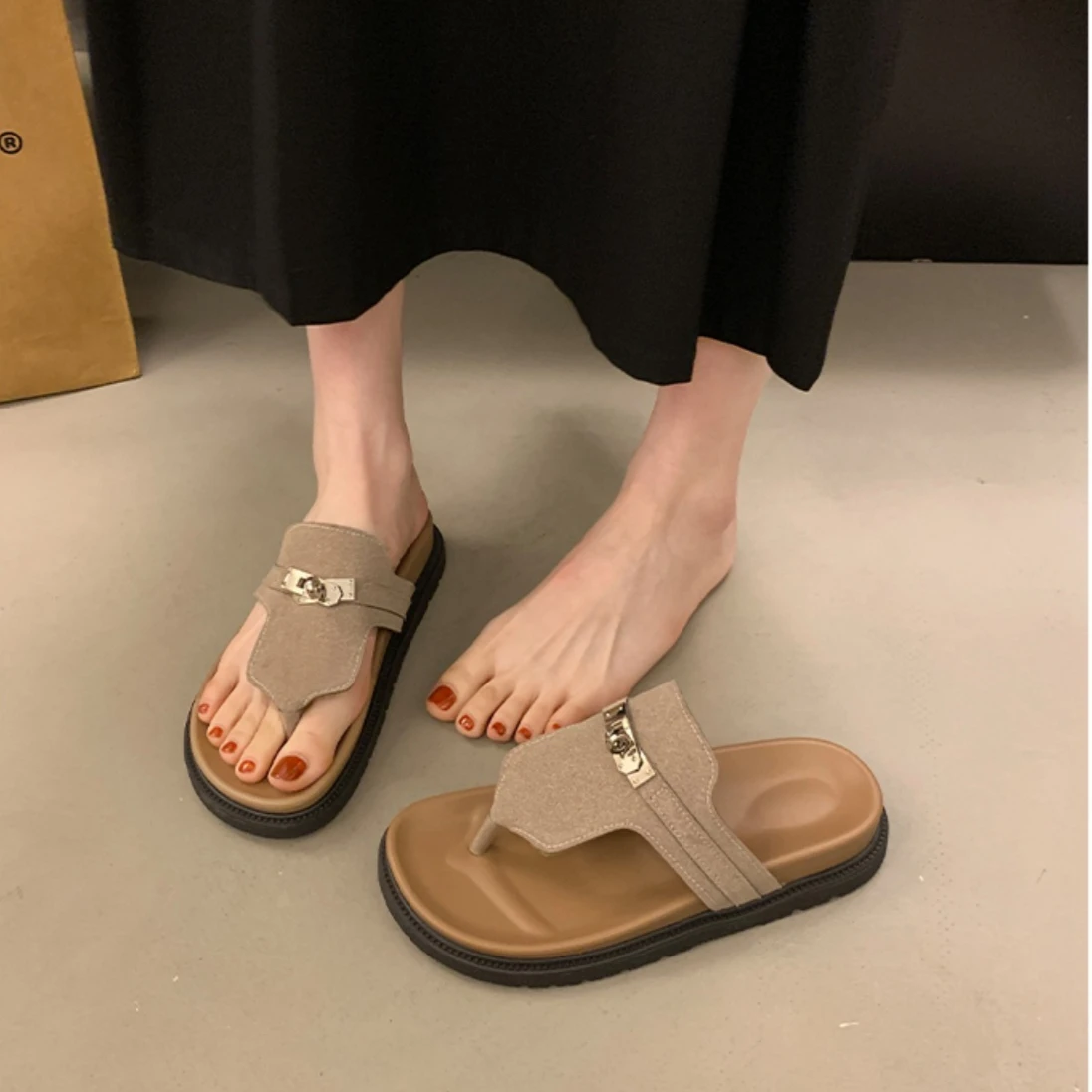 Women Slippers Flats Sandals Summer Shoes 2025 New Casual Trend Woman Flip Flops Sport Slingback Shoes Slides Mujer Sandalias image 5