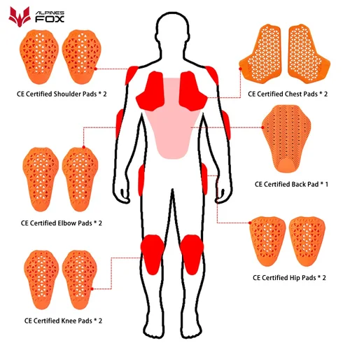 Imagen 2 del producto Equipo de protección Universal incorporado, chaqueta de motocicleta con certificación CE, Protector trasero, rodilleras para hombros y codo de Motocross
