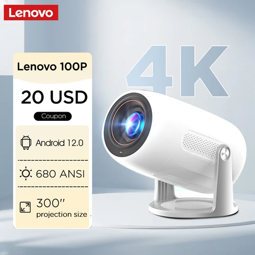 Proyector portátil Lenovo Xiaoxin 100M Ultra HD 680ANSI vídeo de cine en casa al aire libre proyectores de haz 1920*1080p 4k