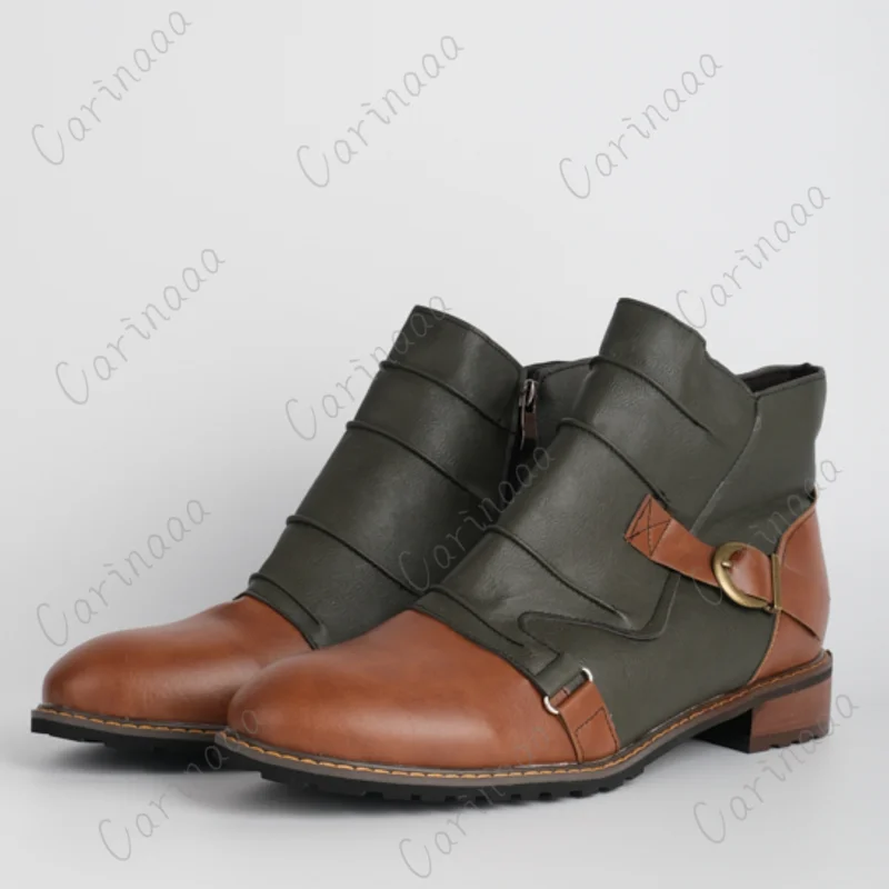 Men's Medieval Retro Artificial PU Leather Shoe Middle Ages Ankle Boots Victorian Renaissance Boot Cosplay Shoes