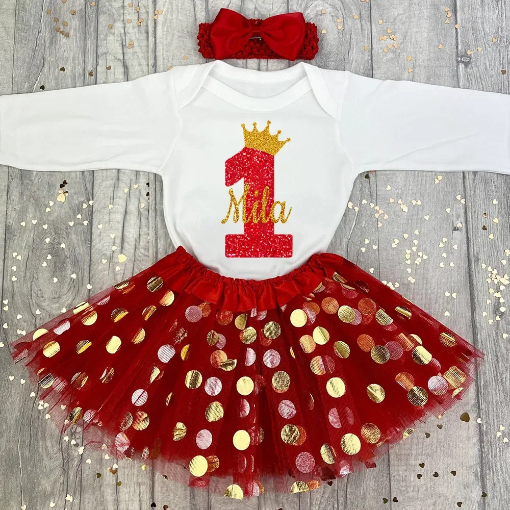 Personalized Baby Birthday Bodysuits Cake Dresses Custom Baby Girl Dress Infant Girls Sequin Tutu Skirts Clothes Birthday Gift