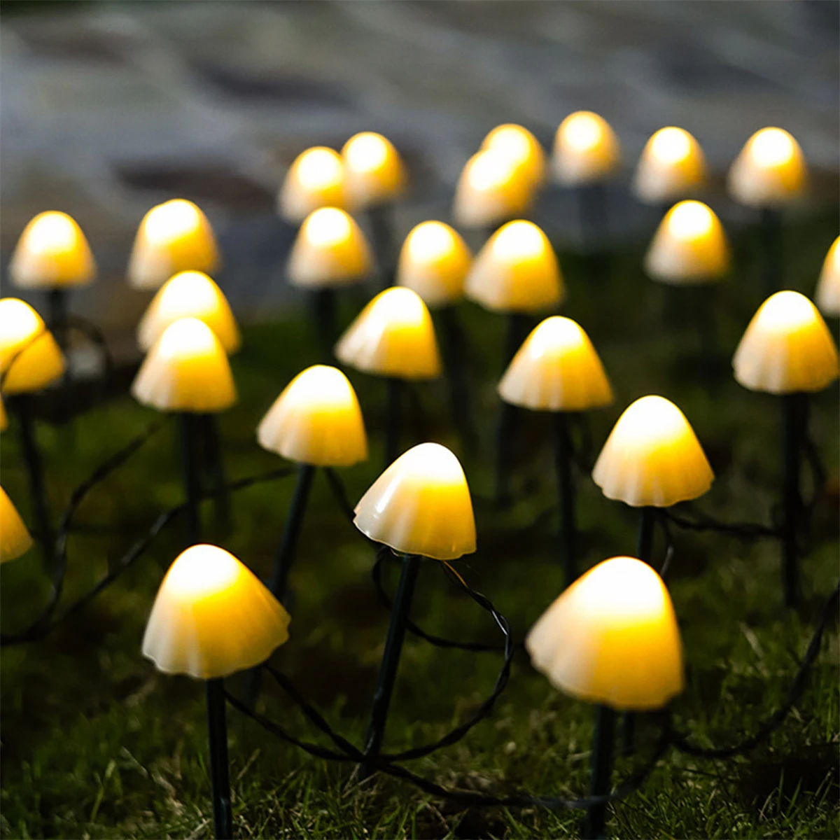 1 Set Mushroom-Shaped Lights Battery/Solar Energy/USB Interface Powered Lights Garden Lawn Waterproof Decor Lamp 3 Light Colors