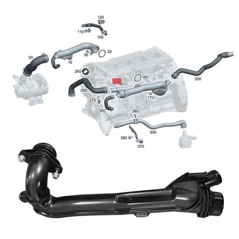 Radiator Hoses Pipe Engine Thermostat Coolant Tube for C200 C257 C260 C300 CLS350 CLS260 M264 S320 E260 E350 2642008600