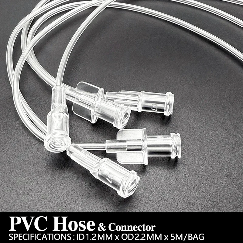 

Flexible Non-toxic Food Grade PVC Capillary Tube ID1.2xOD2.2mm Transparent Plastic Hose Home Lab Use With Connectors