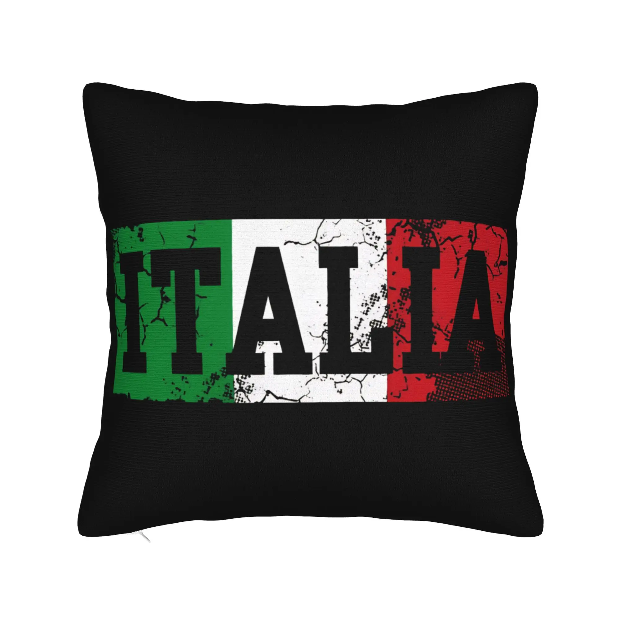 Italia Italian Flag Italy Distressed Pillow Case  Comfy Pillow Cover For Sofa Bedroom Home Decor Retro Trendy Pillowcases