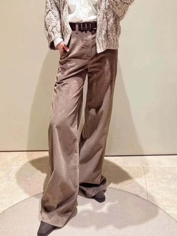 

Fashionable and versatile high-waisted slimming casual pants, loose wide-leg corduroy trousers, 2025 autumn/Winter new style