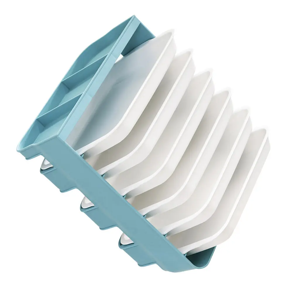 Hot Pot Dish Organizer Tray Stackable Food Grade Sliding Drawer Kitchen Plate Storage Rack