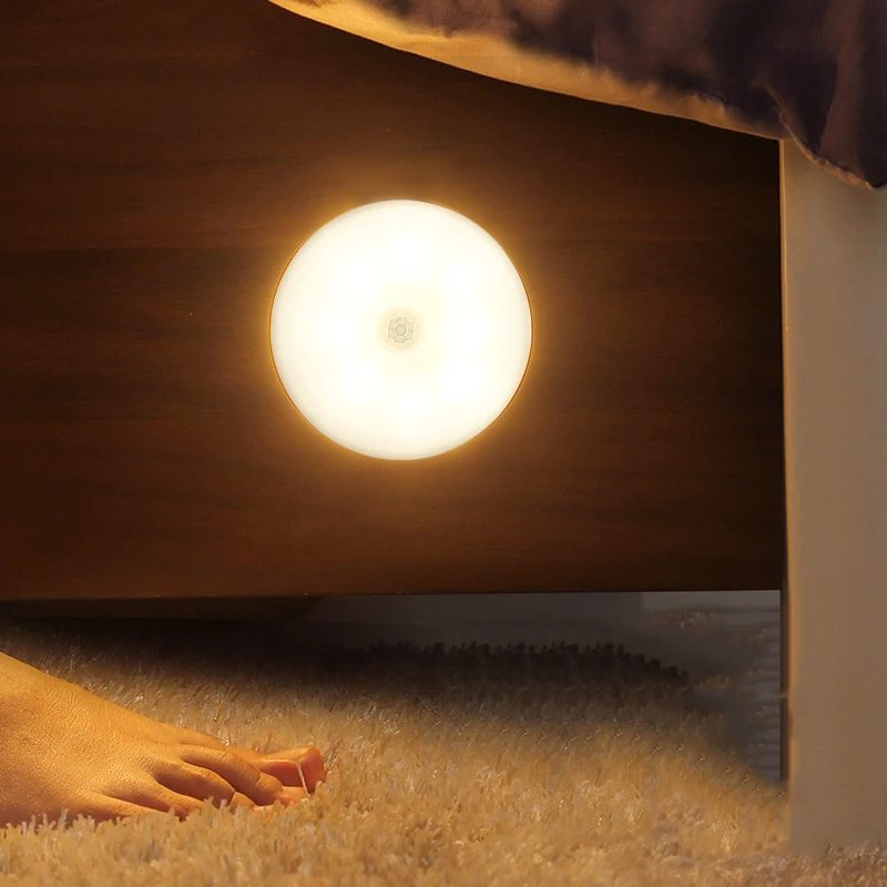 6PCS LED Intelligent Human Induction Night Lamp USB Charging LED Night Lights for Cabinet Wardrobe Staircase Kitchen Bedroom