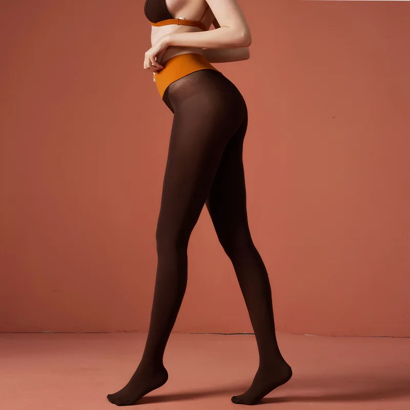 ZSJ-2380-2Contrast Color80DVelvet Seamless Deep Crotch Lycra Seamless Black Silk Stockings Autumn and Winter Sexy